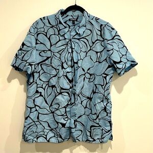 Express Men’s Short Sleeve Buttoned Up Collared Shirt Blue PREOWNED